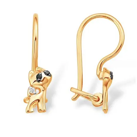 Серьги детские из красного золота