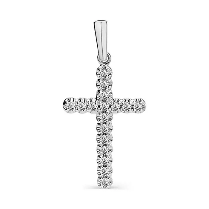 Подвеска декоративный крест из белого золота
