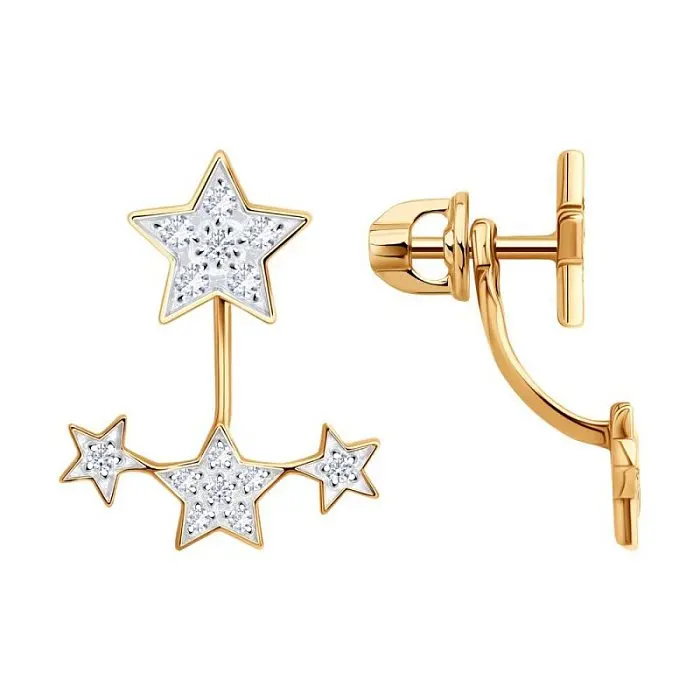 Серьги пуссеты из красного золота