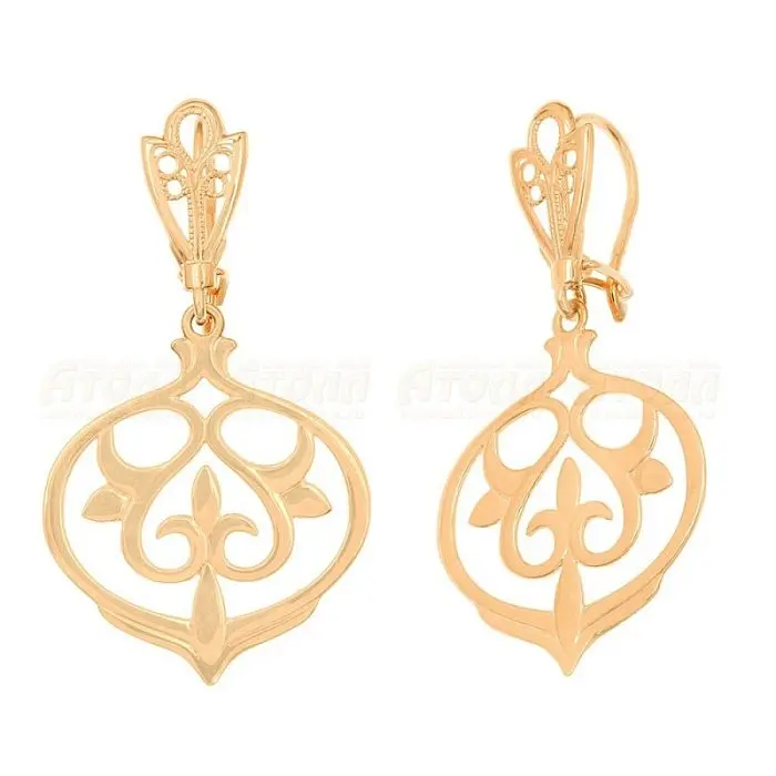 Серьги петельки из красного золота
