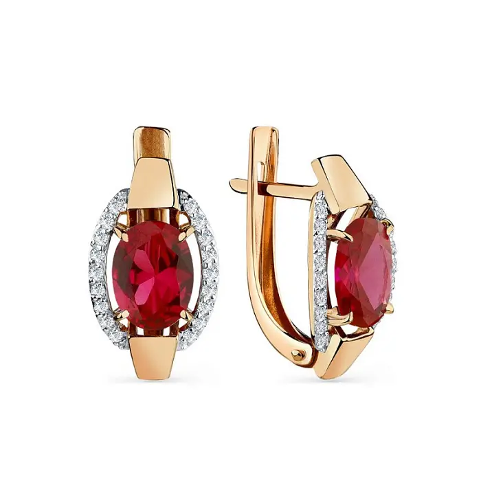 Серьги с английским замком из красного золота