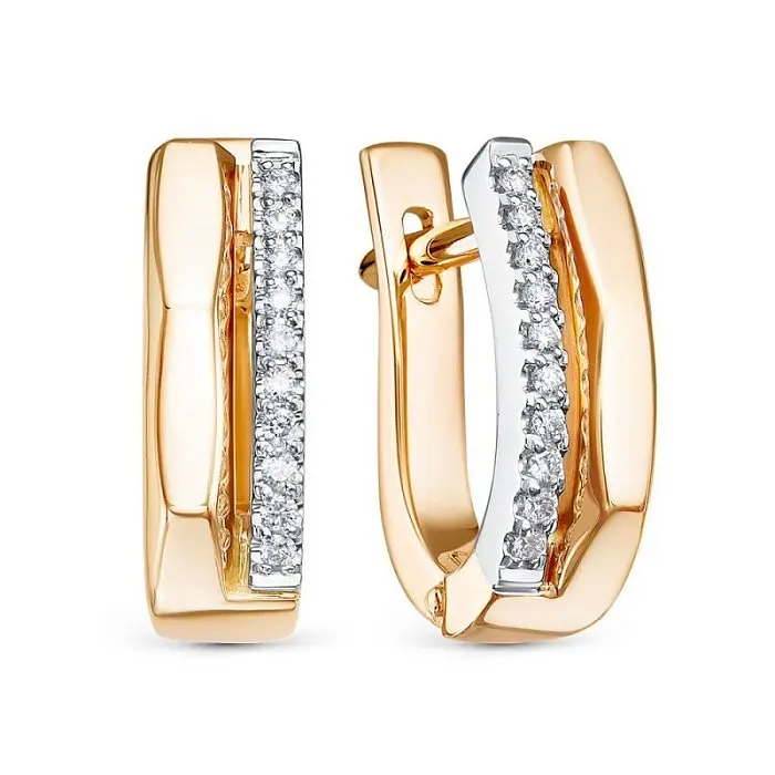 Серьги с английским замком из комбинированного золота