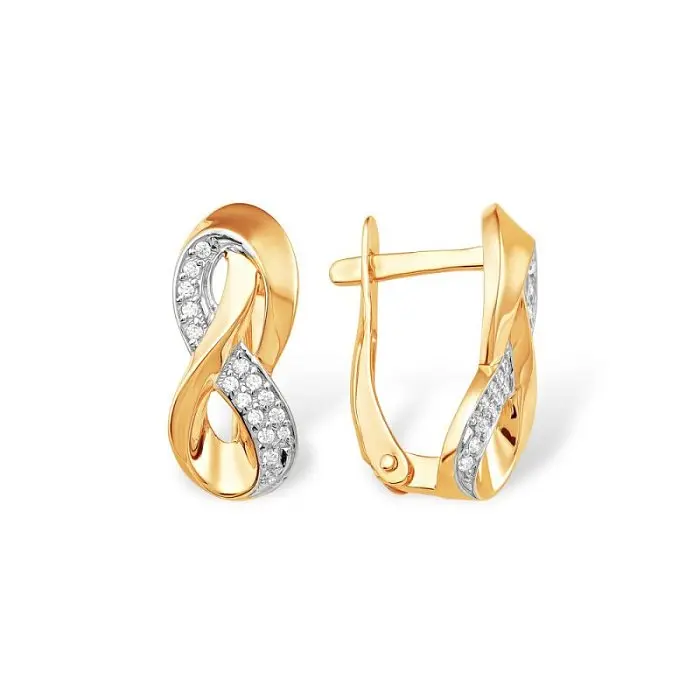 Серьги с английским замком из красного золота