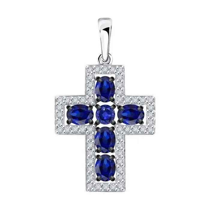 Подвеска декоративный крест из белого золота