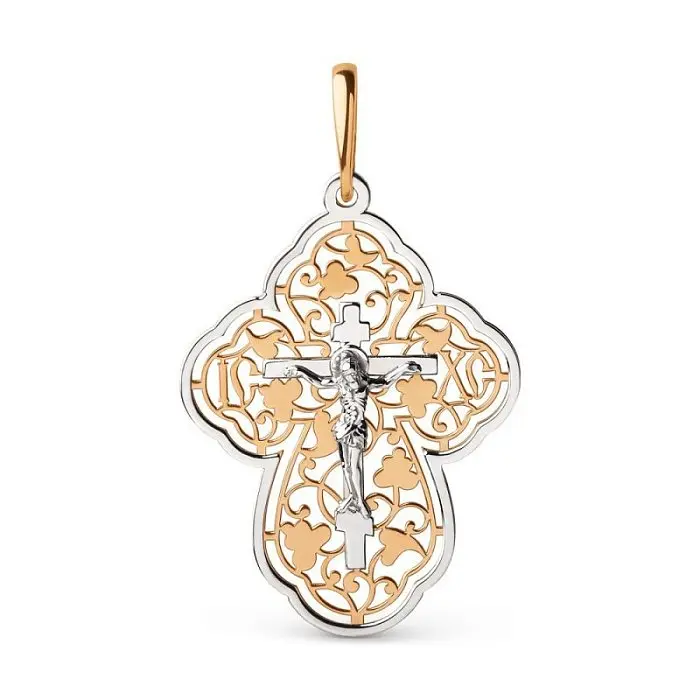Подвеска крест из красного золота