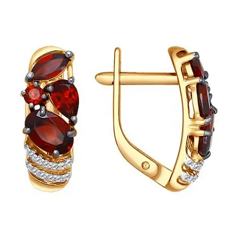 Серьги с английским замком из красного золота