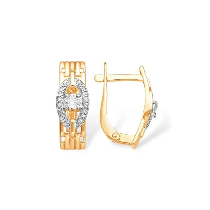 Серьги с английским замком из красного золота