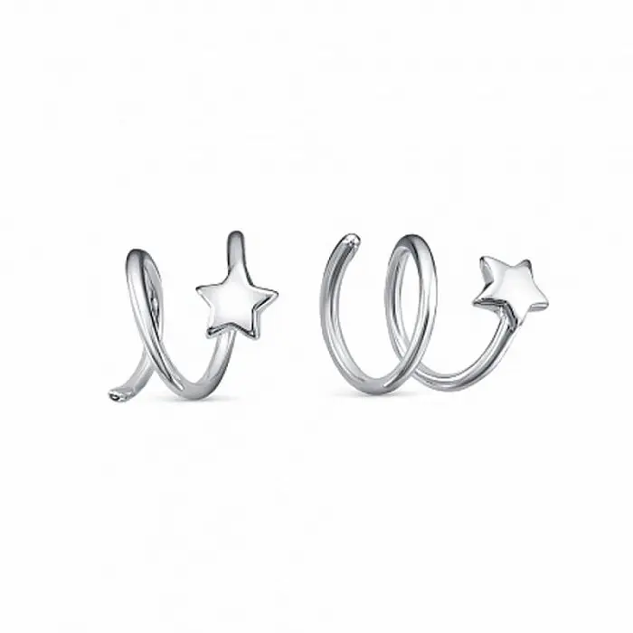 Серьги каффы из серебра