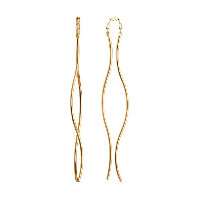 Серьги цепочки из красного золота