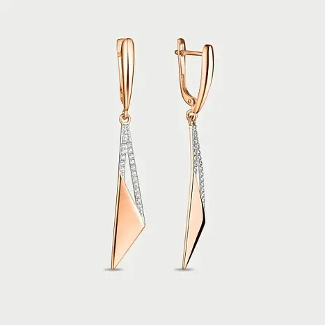 Серьги подвесные из красного золота