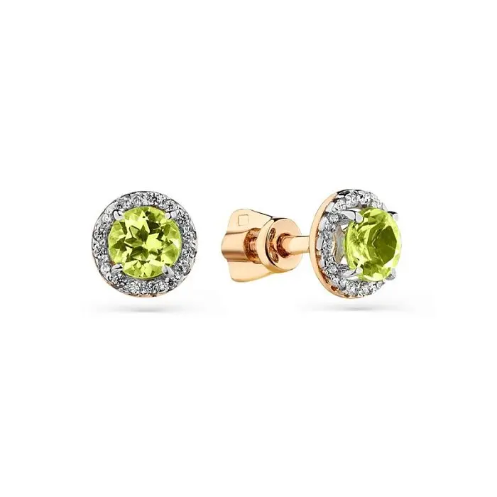 Серьги пуссеты из красного золота