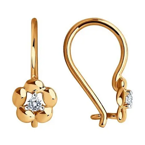 Серьги детские из красного золота