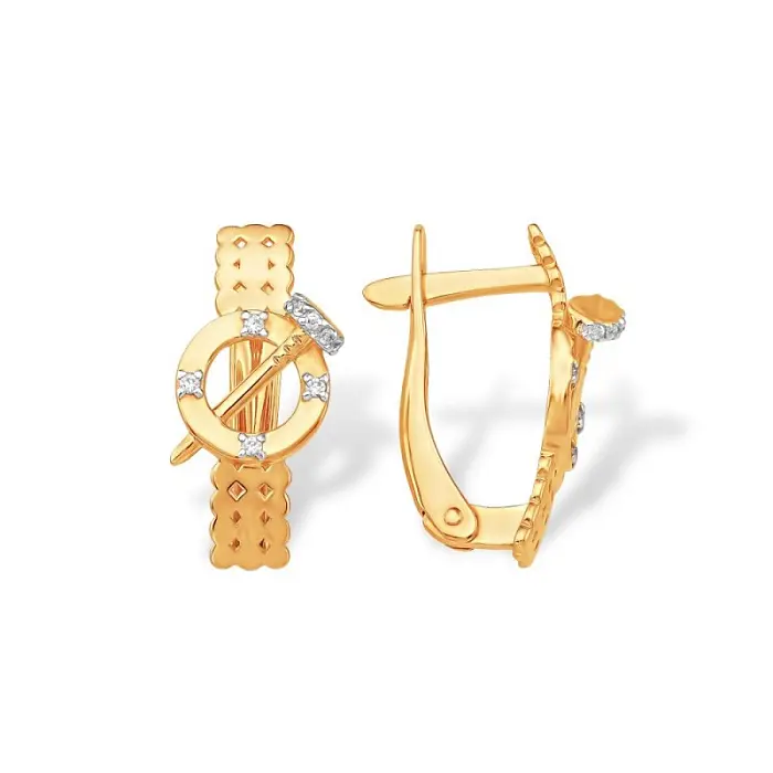 Серьги с английским замком из красного золота