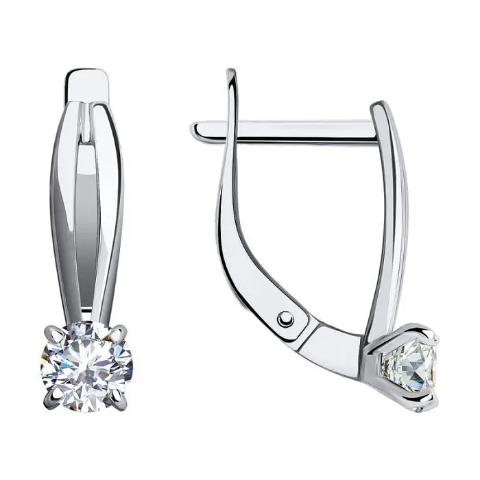 Серьги с английским замком из белого золота