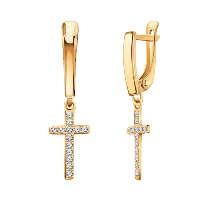 Серьги подвесные из красного золота