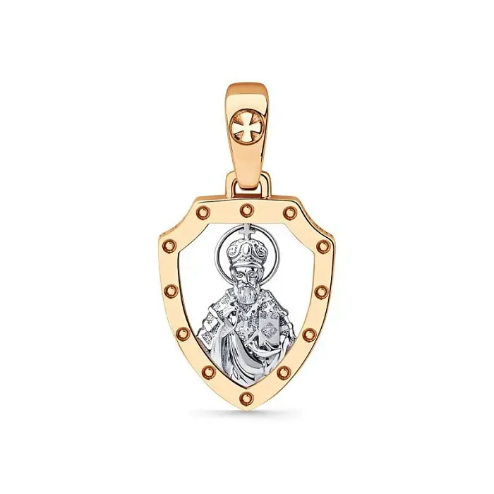 Подвеска икона из комбинированного золота