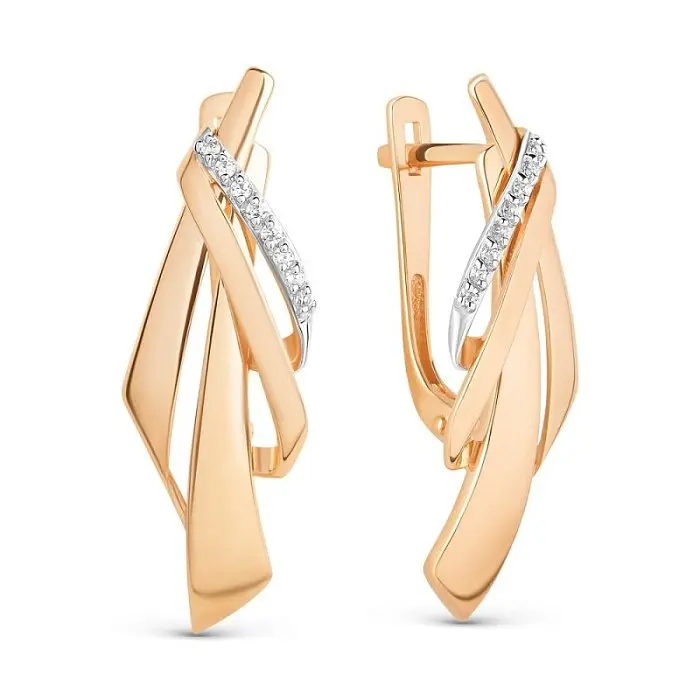 Серьги с английским замком из красного золота