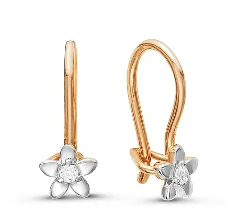 Серьги детские из комбинированного золота