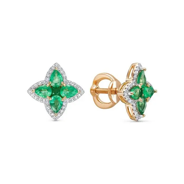 Серьги пуссеты из красного золота