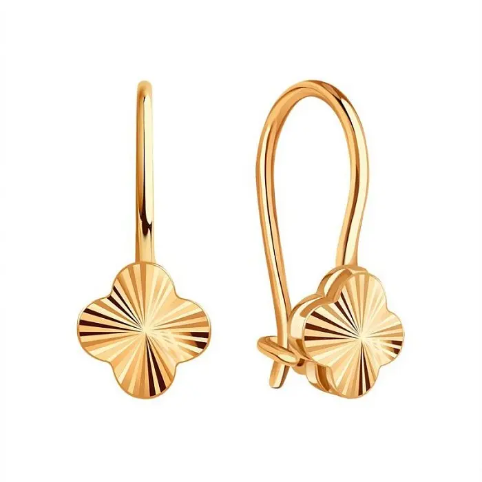 Серьги детские из красного золота