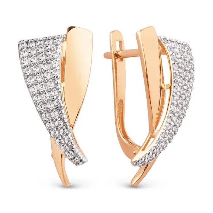 Серьги с английским замком из красного золота