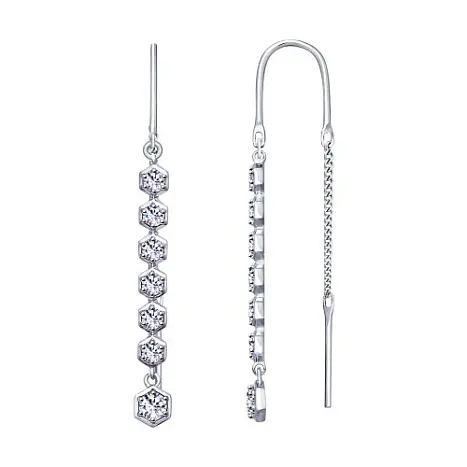 Серьги цепочки из серебра
