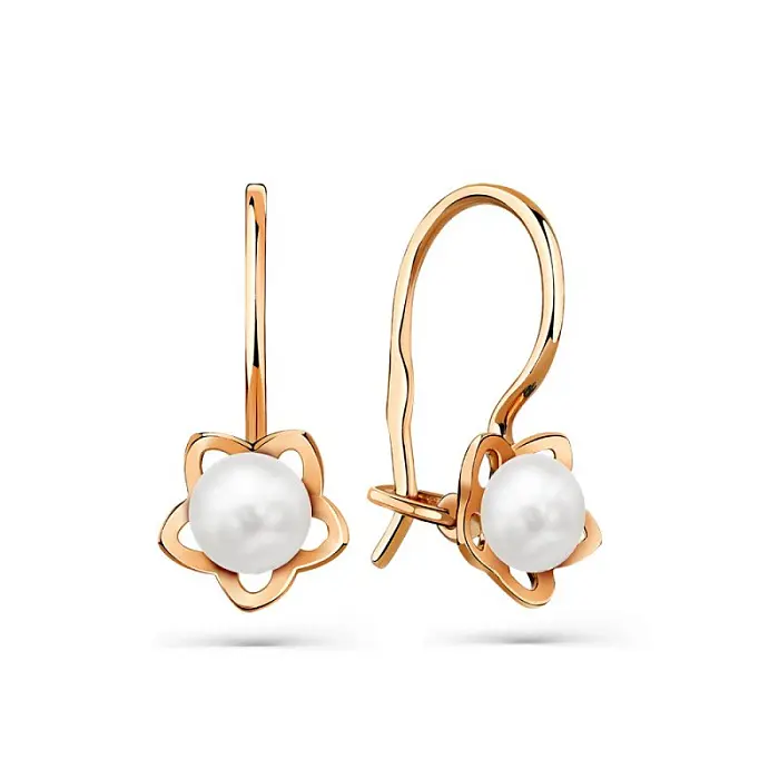 Серьги детские из красного золота