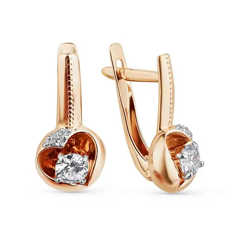 Серьги с английским замком из красного золота