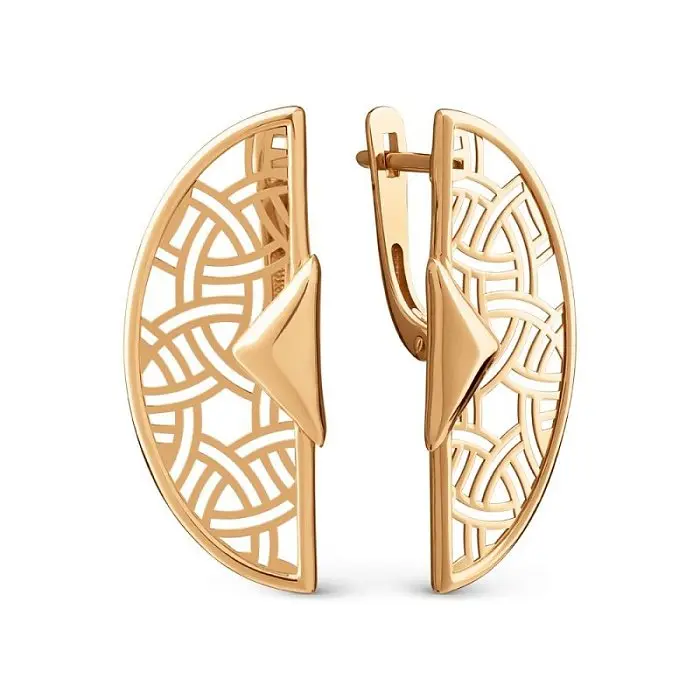 Серьги с английским замком из красного золота