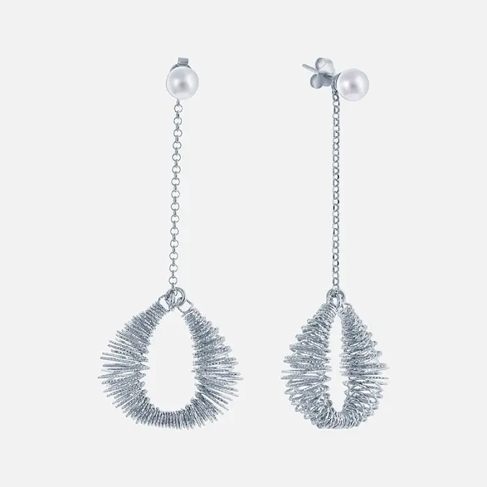 Серьги подвесные из серебра