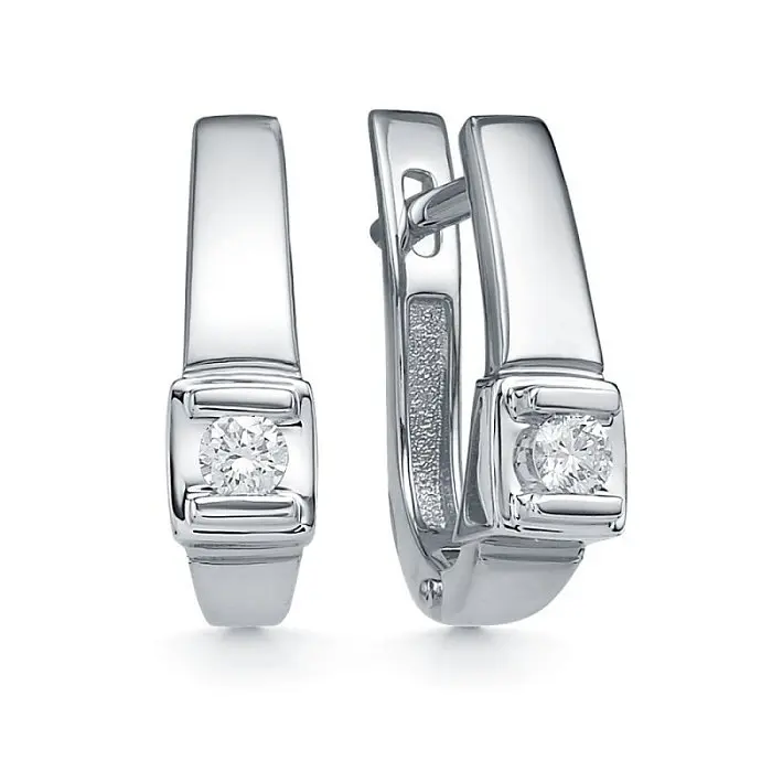 Серьги с английским замком из белого золота