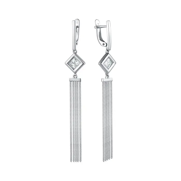 Серьги подвесные из серебра