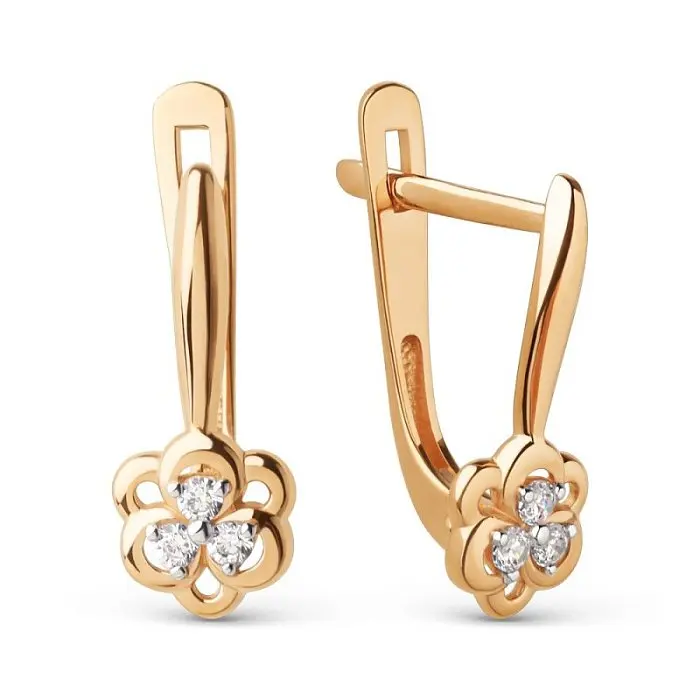 Серьги детские из красного золота