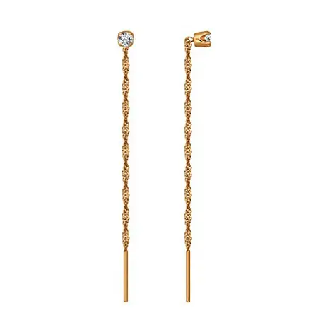 Серьги цепочки из красного золота
