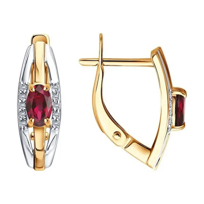 Серьги с английским замком из комбинированного золота