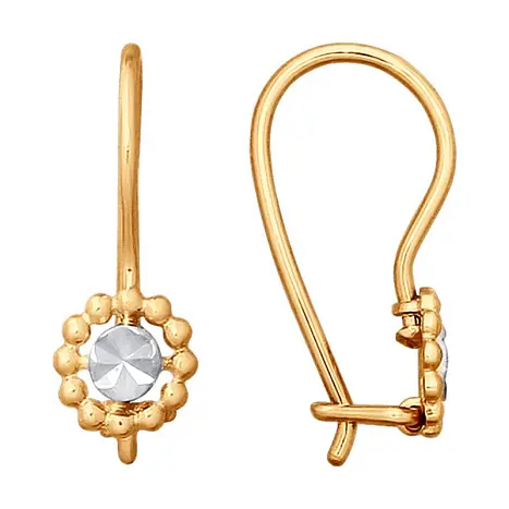 Серьги детские из красного золота