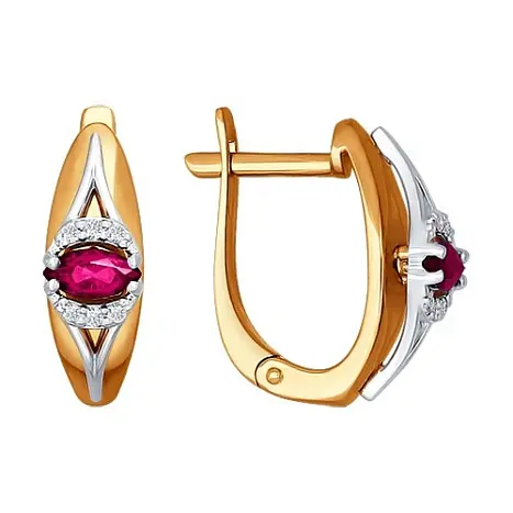 Серьги с английским замком из комбинированного золота