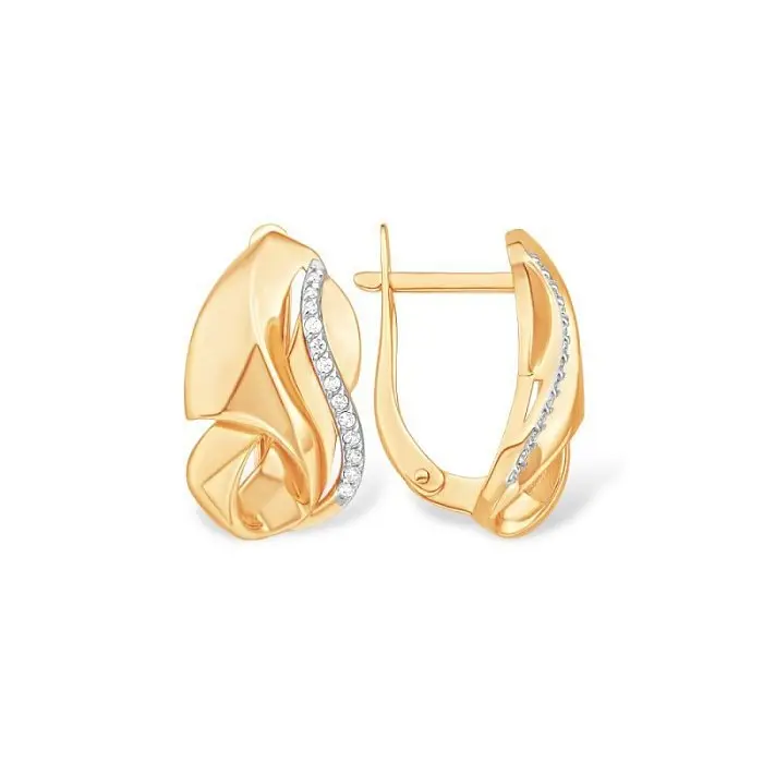 Серьги с английским замком из красного золота