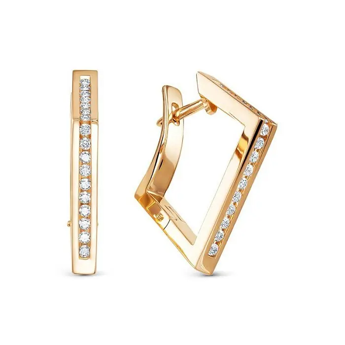 Серьги с английским замком из красного золота