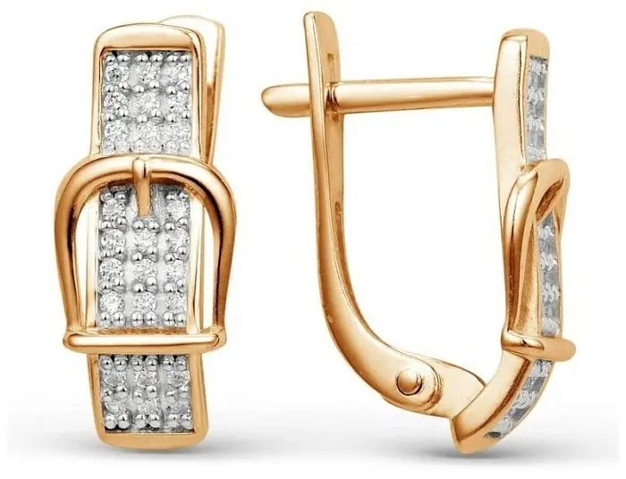 Серьги с английским замком из красного золота