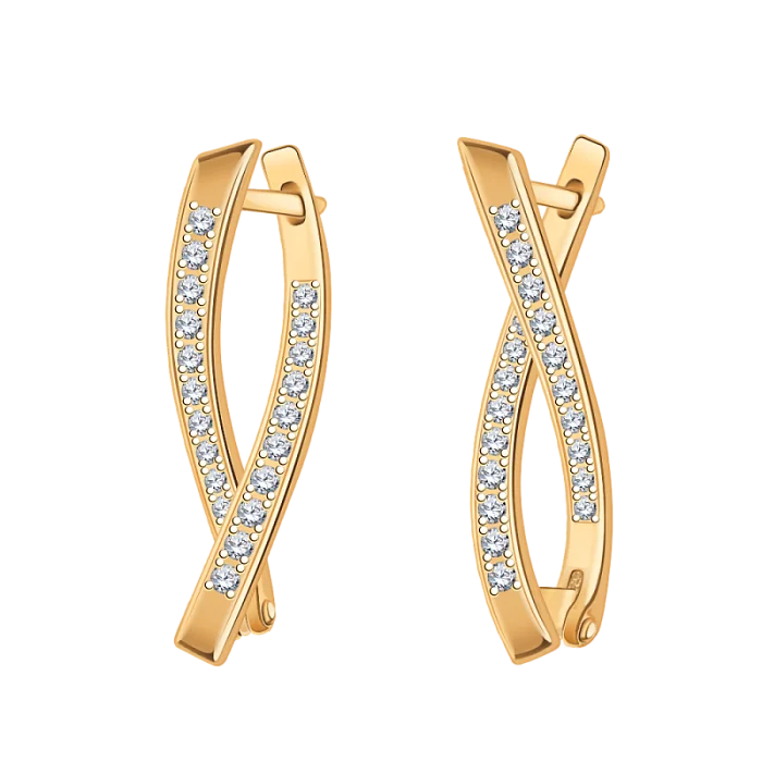 Серьги с английским замком из красного золота