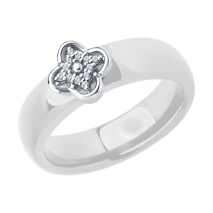 Кольцо декоративное из белого золота