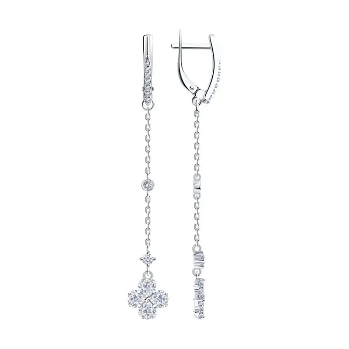 Серьги подвесные из серебра