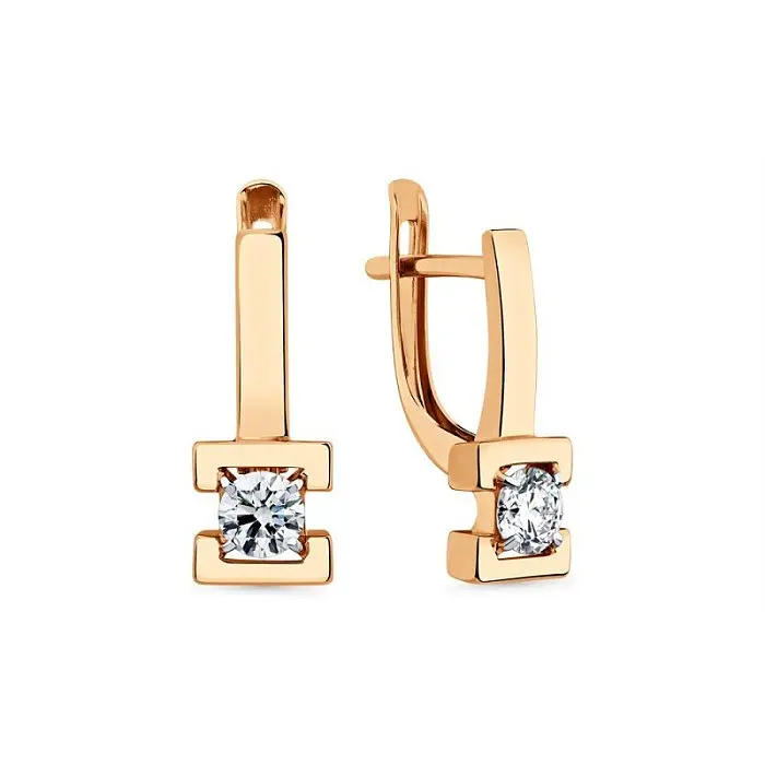 Серьги с английским замком из красного золота