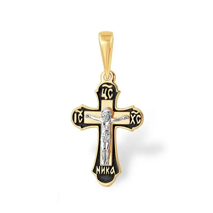 Подвеска крест из комбинированного золота