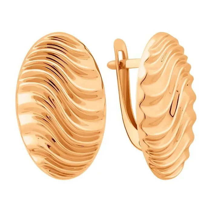 Серьги с английским замком из красного золота