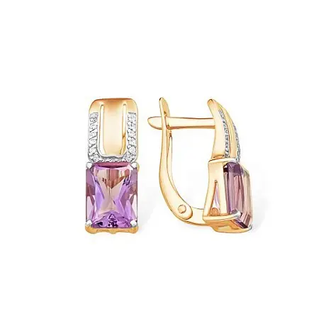 Серьги с английским замком из комбинированного золота