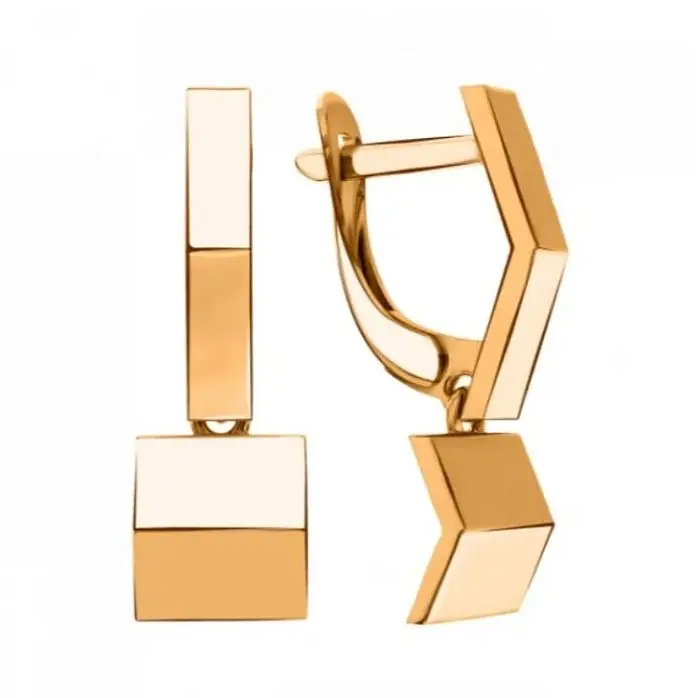 Серьги подвесные из красного золота