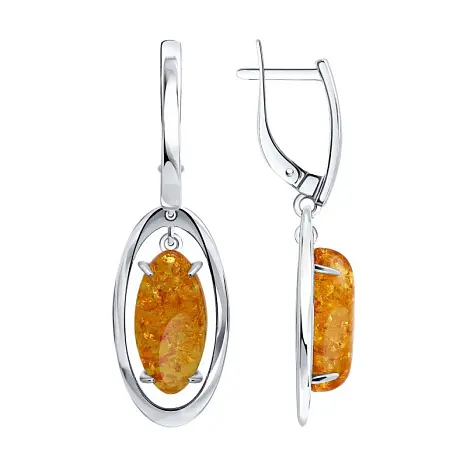 Серьги подвесные из серебра