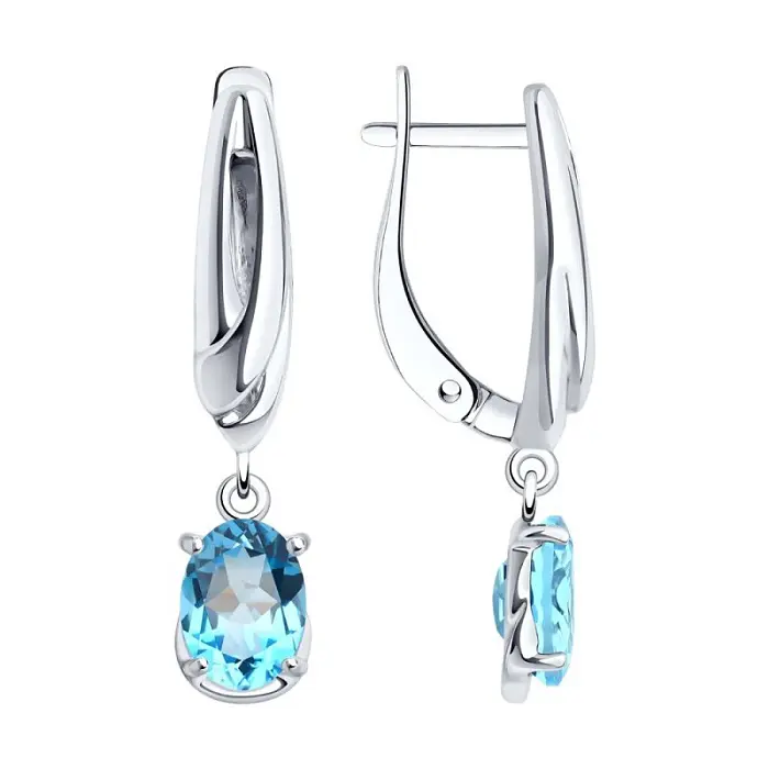 Серьги подвесные из серебра